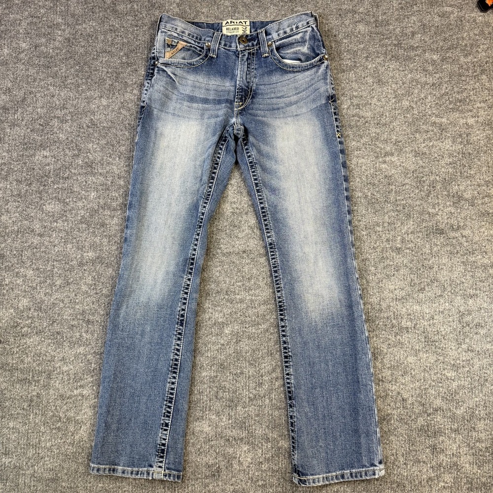 Ariat M4 Jeans Mens 29x32 Blue Relaxed Straight Leg Denim Western Cowboy (30x32)